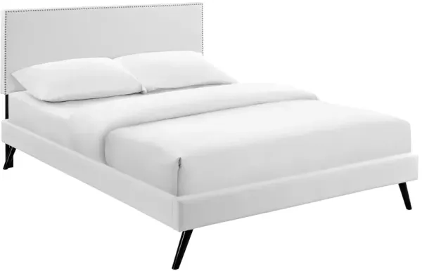 Modway - Macie Queen Vinyl Platform Bed with Round Splayed Legs White