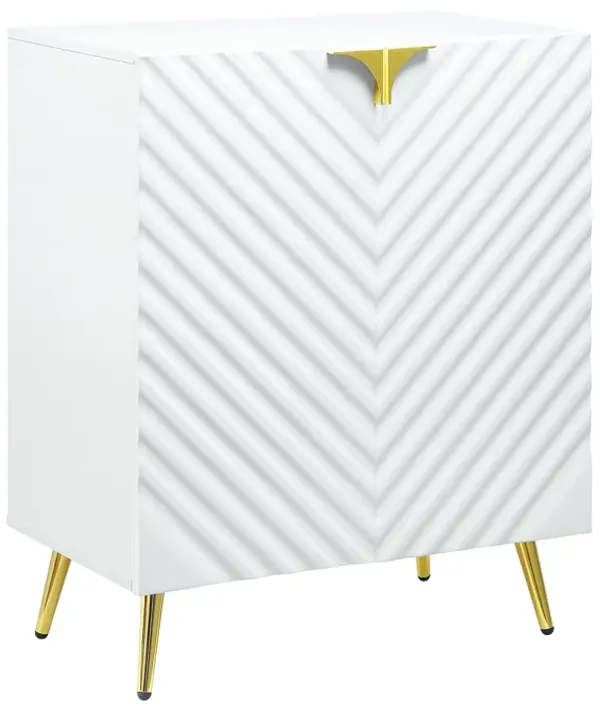 ACME Gaines Console Table, White High Gloss Finish