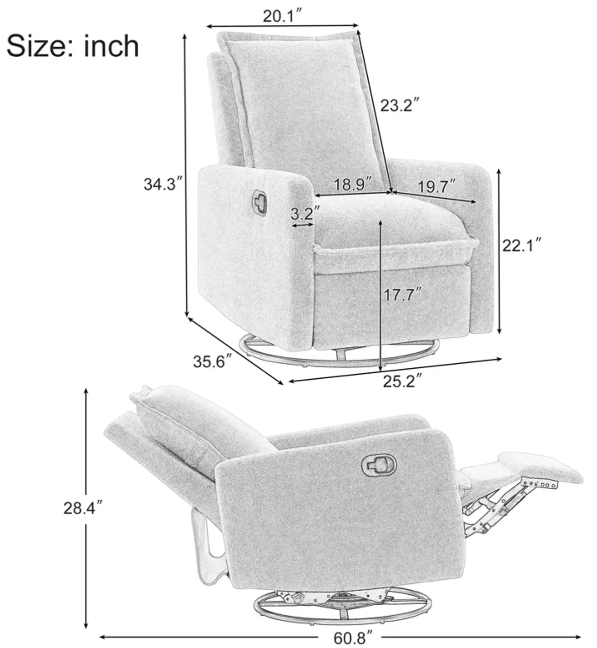 Merax Swivel Rocker Manual Recliner Chair