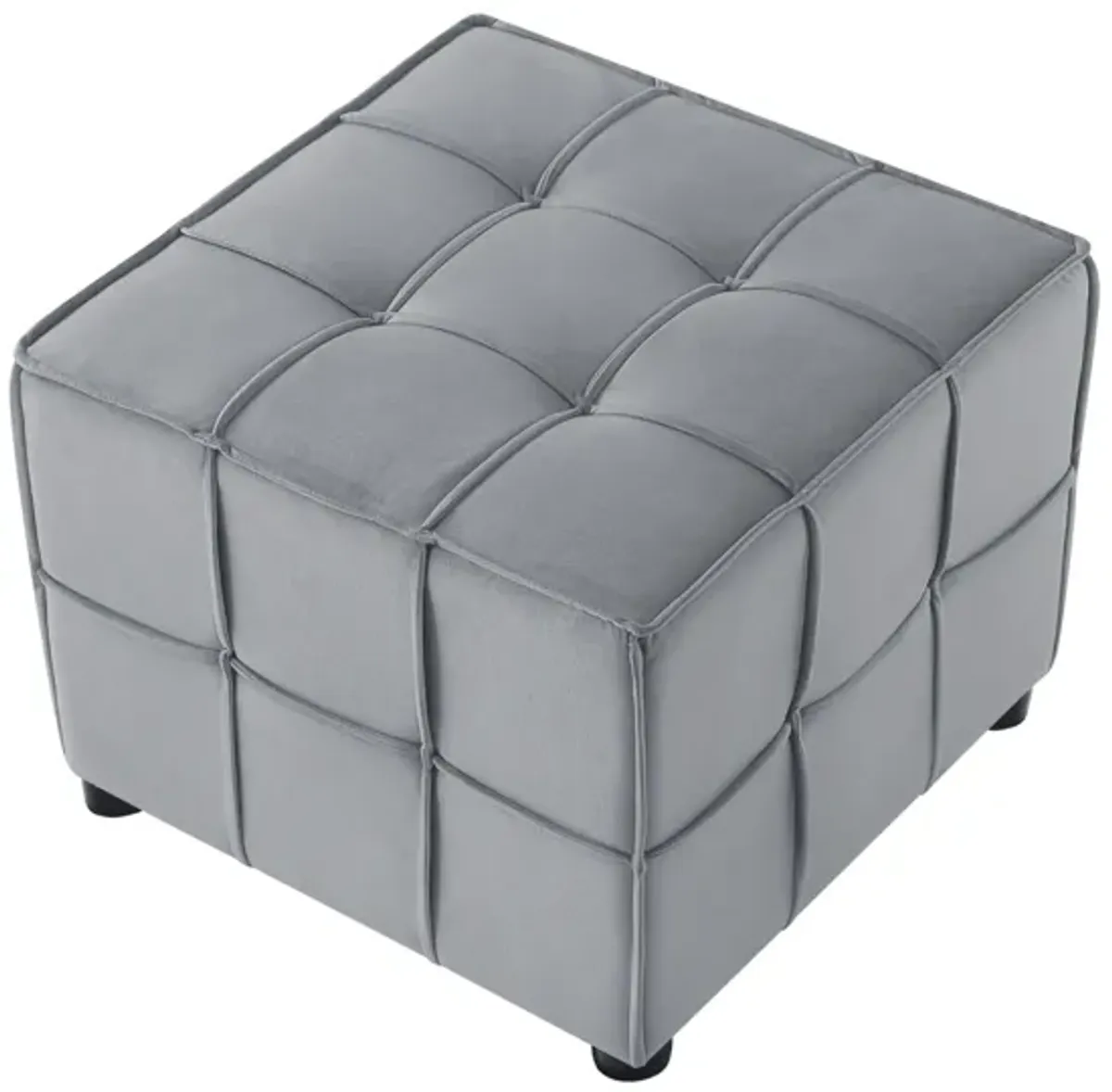 Loft Lyfe Ladda  Velvet Allover Tufted Cube Ottoman