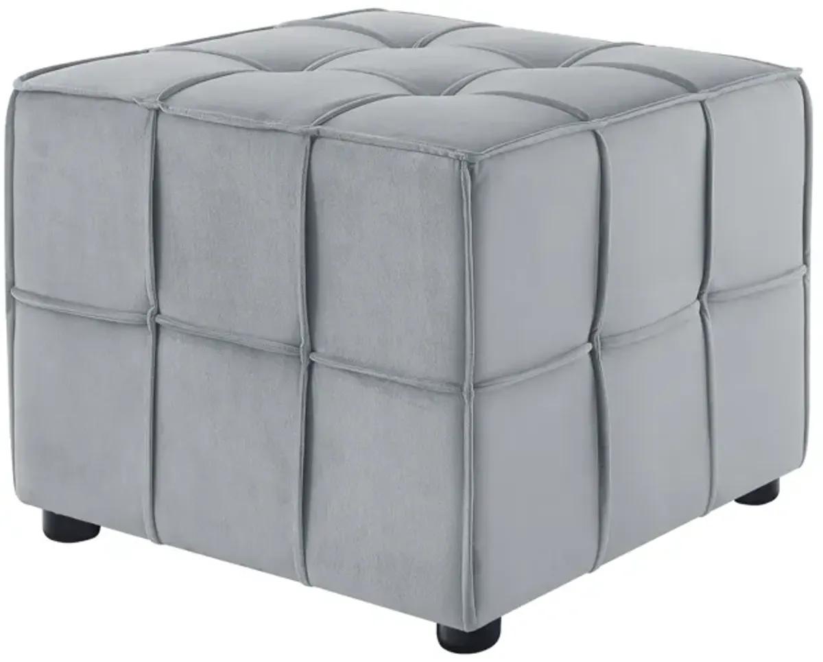 Loft Lyfe Ladda  Velvet Allover Tufted Cube Ottoman