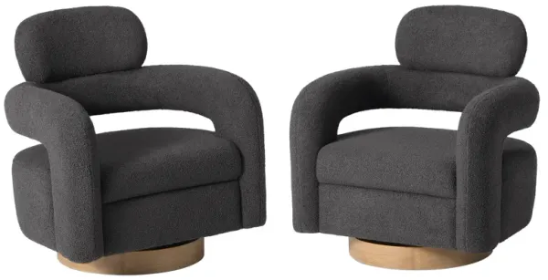 WestinTrends Mid-Century Modern Sherpa Swivel Barrel Accent Chair (Set of 2)