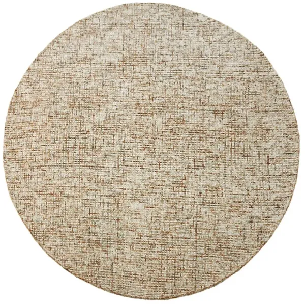 RUGSOTIC CARPETS HAND TUFTED WOOL ECO-FRIENDLY AREA RUGS  - 8'x8', Round Shape, Beige & Brown, Solid Plain Design, High Pile Thick Handmade Anti Skid Area Rugs for Living Room, Bed Room (KWC111)