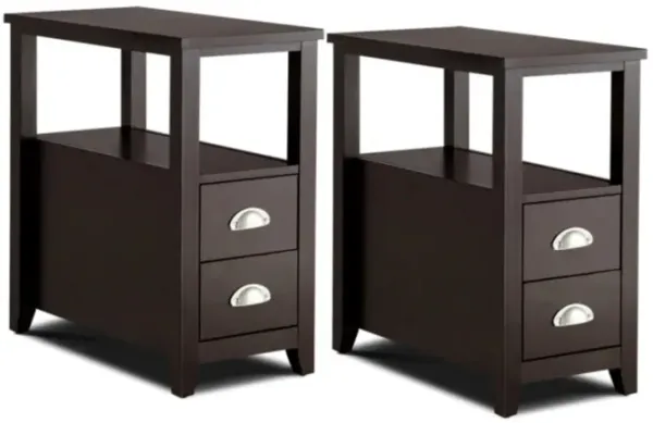 Hivvago 2 Pieces Space-saving Wooden Bed-side Nightstand Set with 2 Drawers
