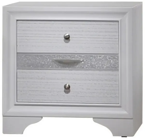Stylish 3 Drawers Wood Nightstand By Naima , White-Benzara