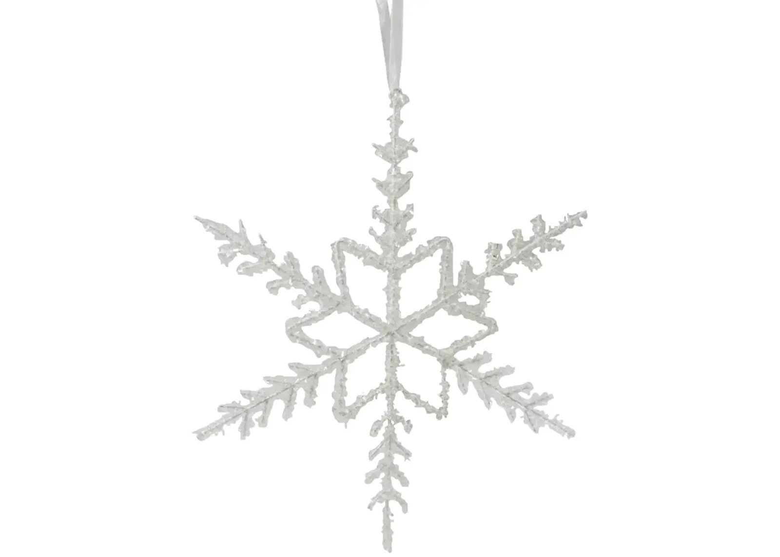 10" White Glittered Snowflake Christmas Ornament