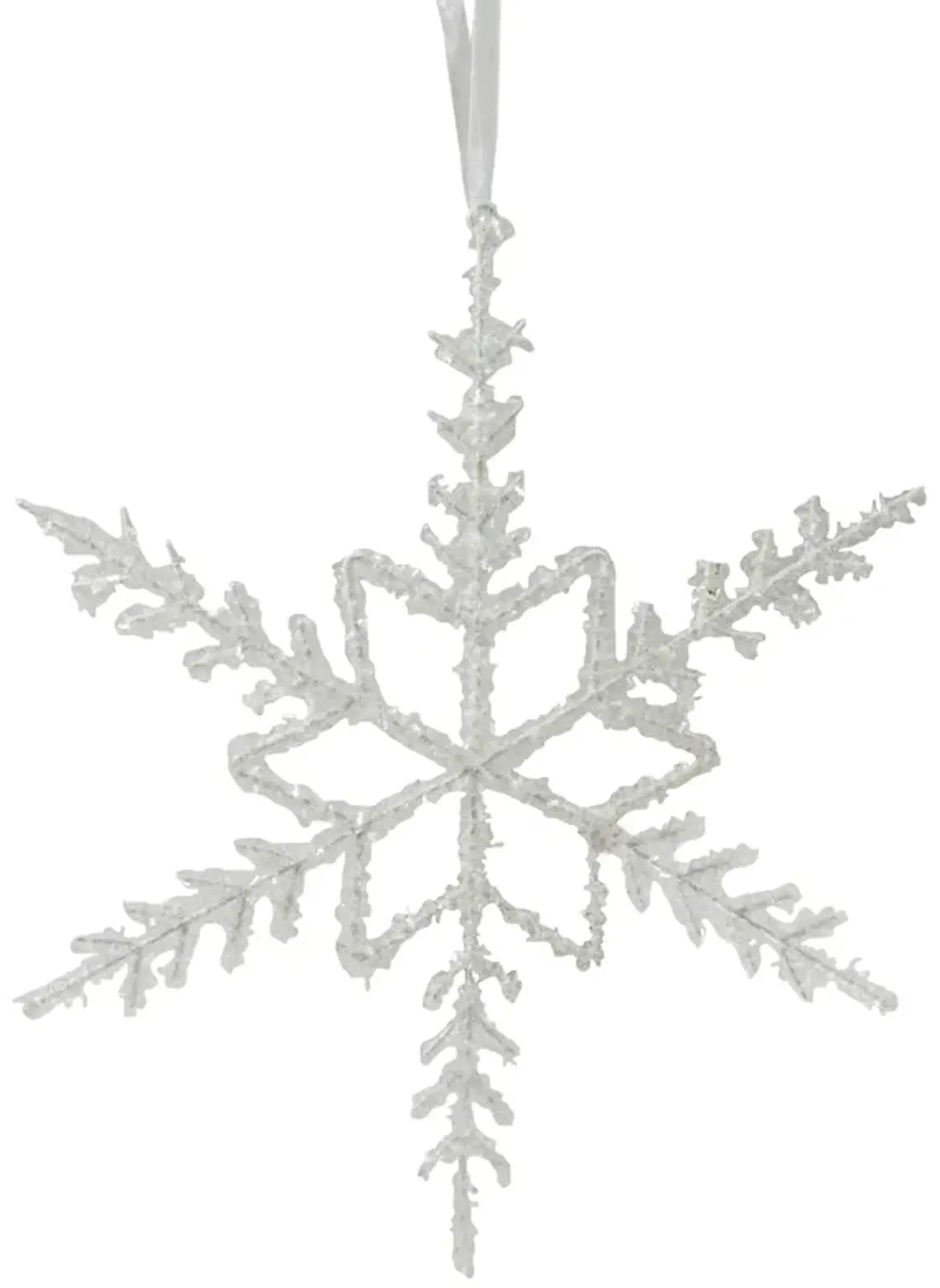 10" White Glittered Snowflake Christmas Ornament