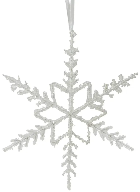 10" White Glittered Snowflake Christmas Ornament