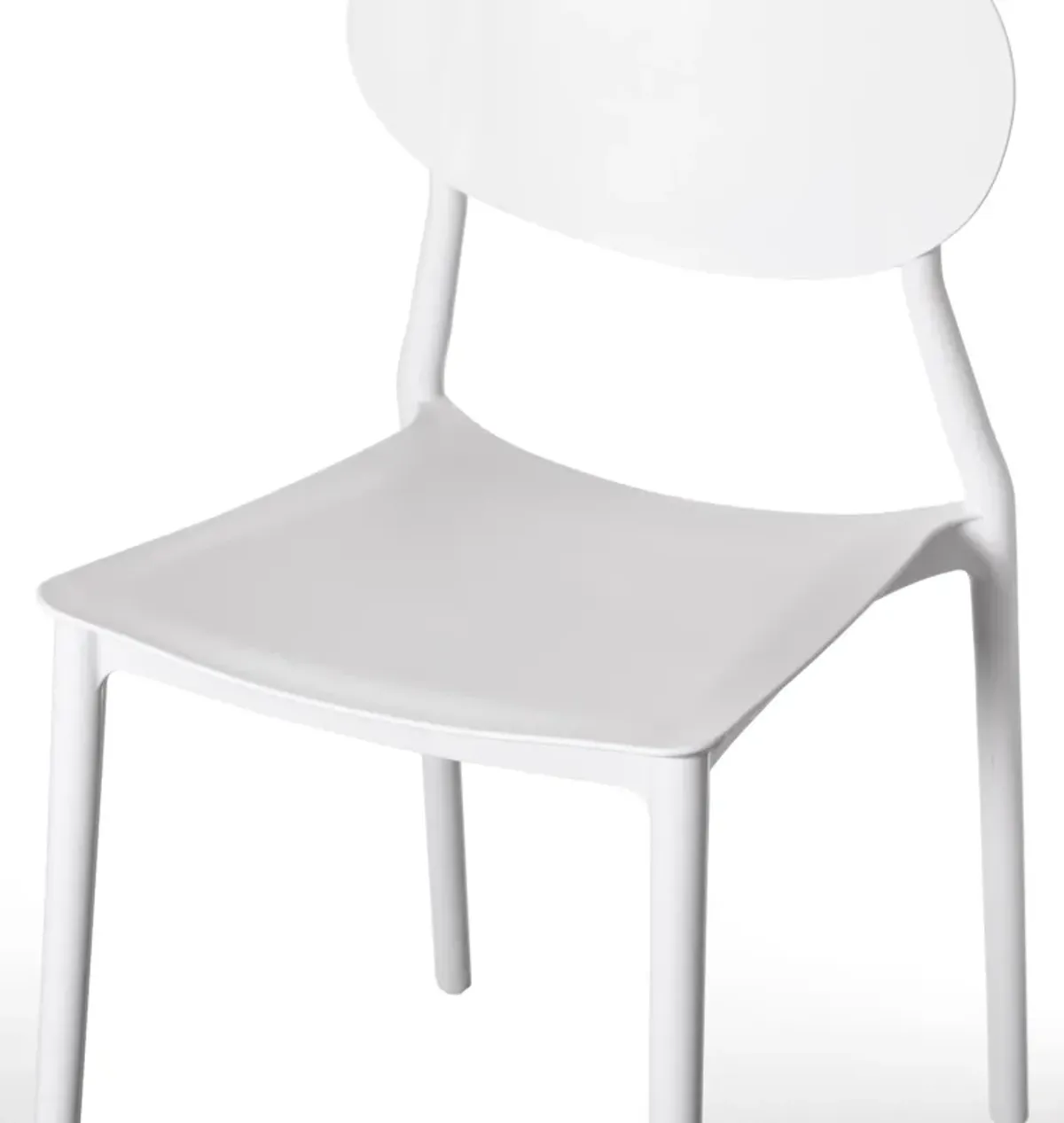 Modern Plastic Outdoor Dining Chair with Open Oval Back Design, White Set of 4