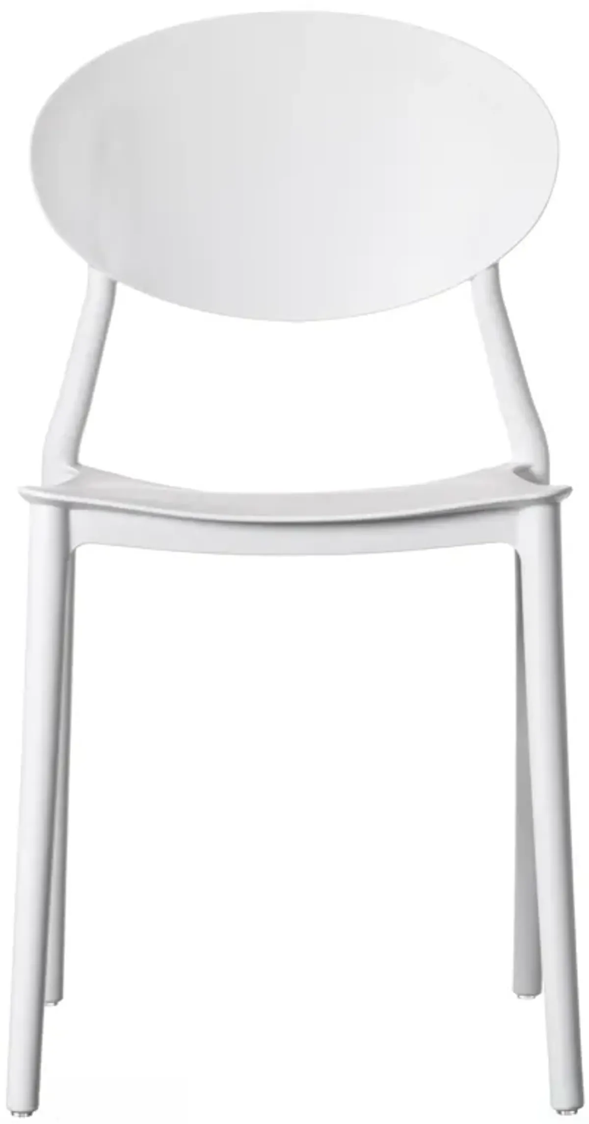 Modern Plastic Outdoor Dining Chair with Open Oval Back Design, White Set of 4