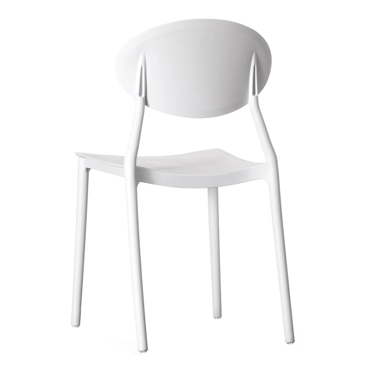 Modern Plastic Outdoor Dining Chair with Open Oval Back Design, White Set of 4