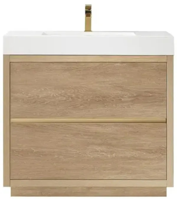 Vinnova Design Single Sink Bath Vanity with White Composite Integral Square Sink Top