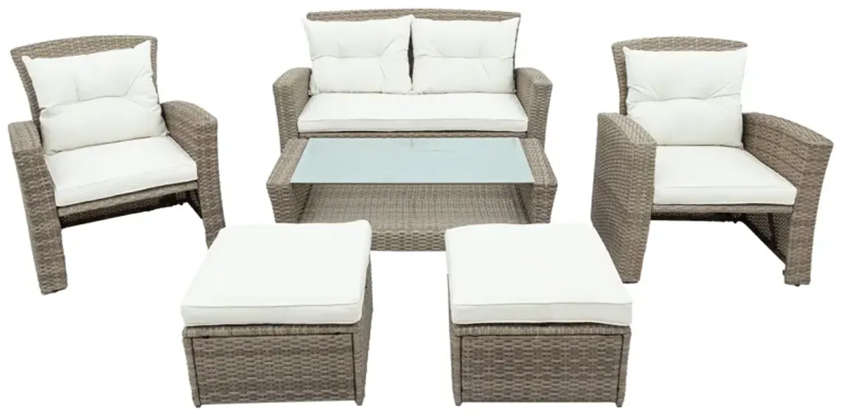 Patio Furniture Set, 4 Piece Outdoor Conversation Set All Weather Wicker Sectional Sofa