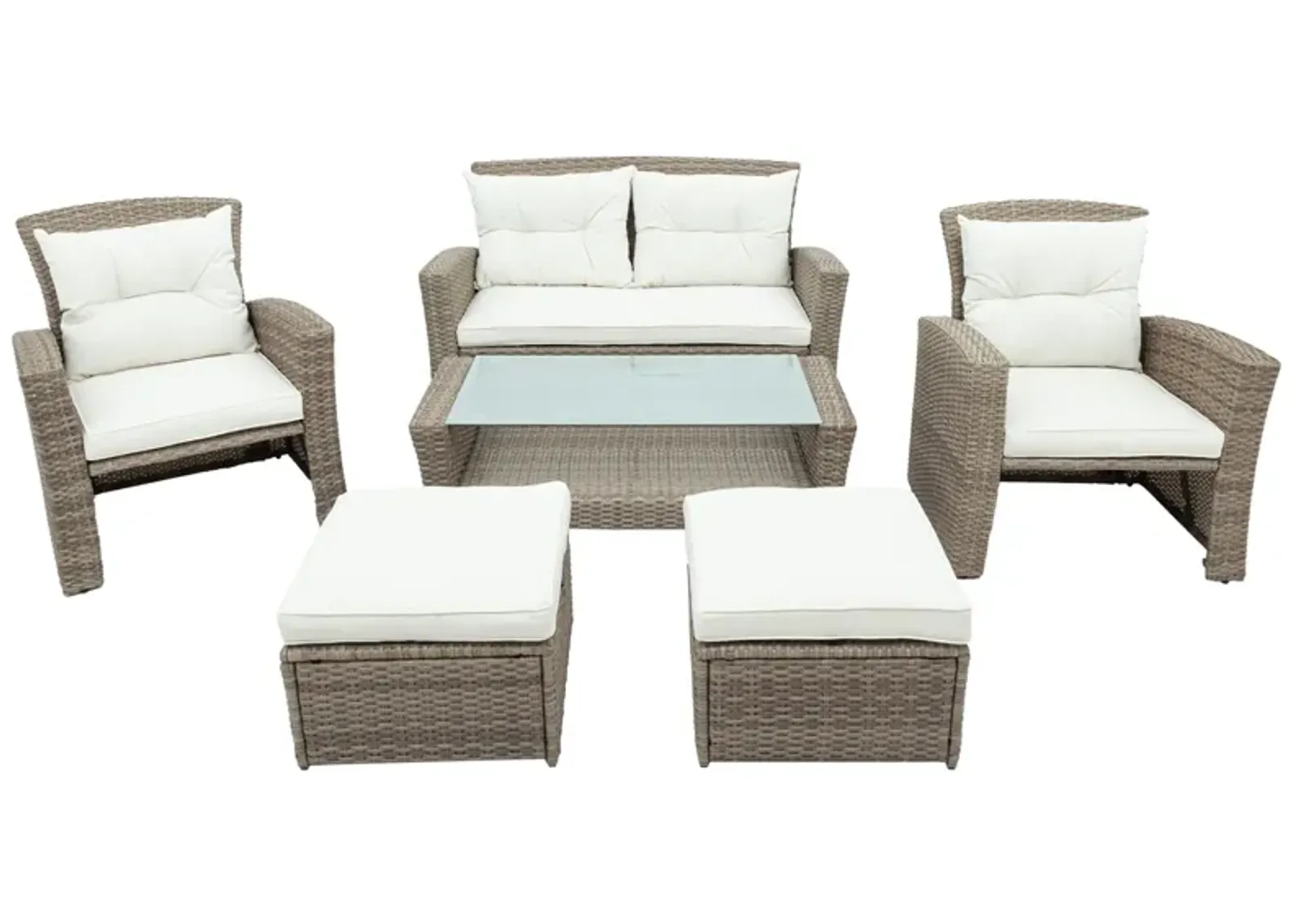 Patio Furniture Set, 4 Piece Outdoor Conversation Set All Weather Wicker Sectional Sofa