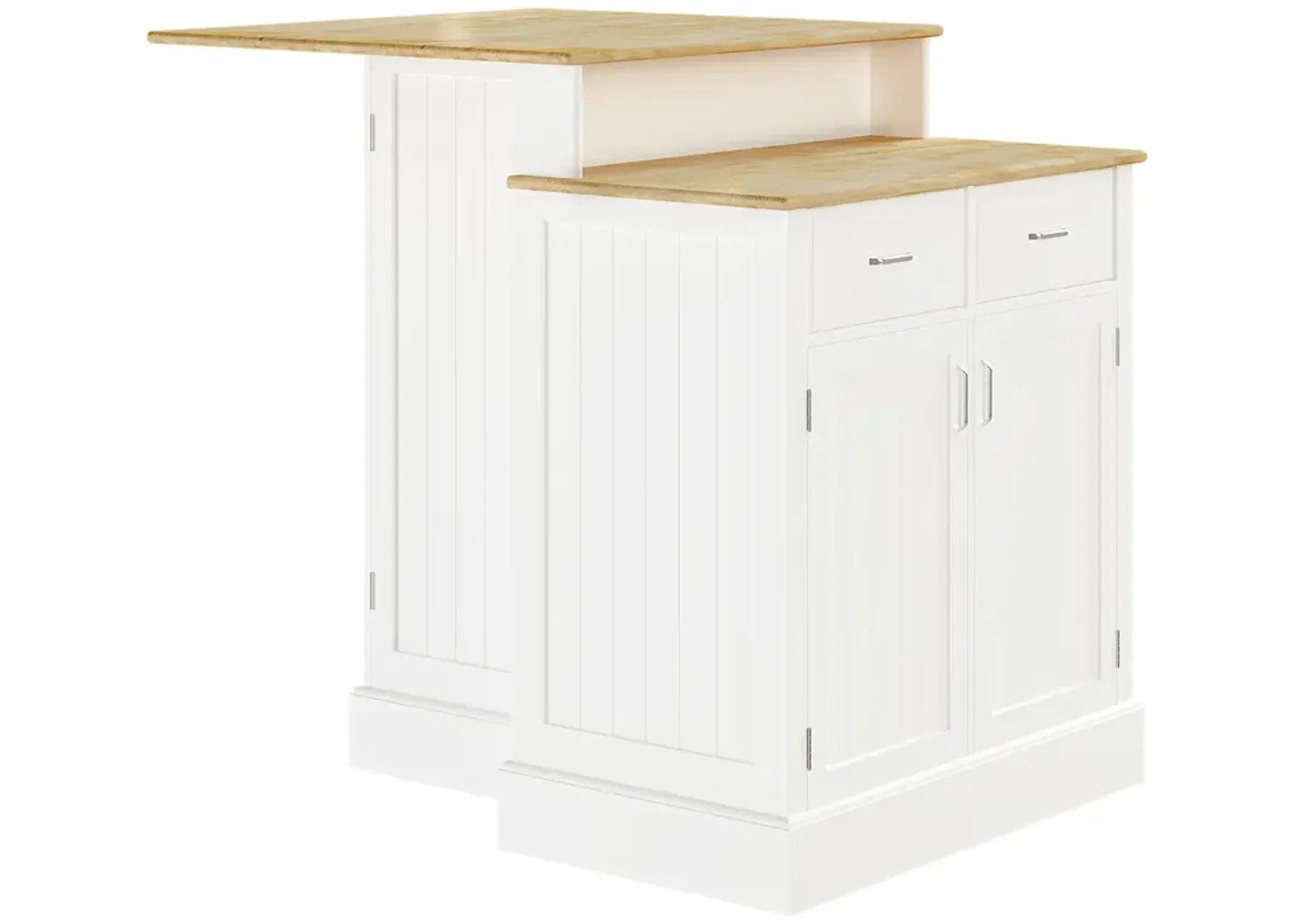 White Kitchen Island with Storage and Adjustable Shelves