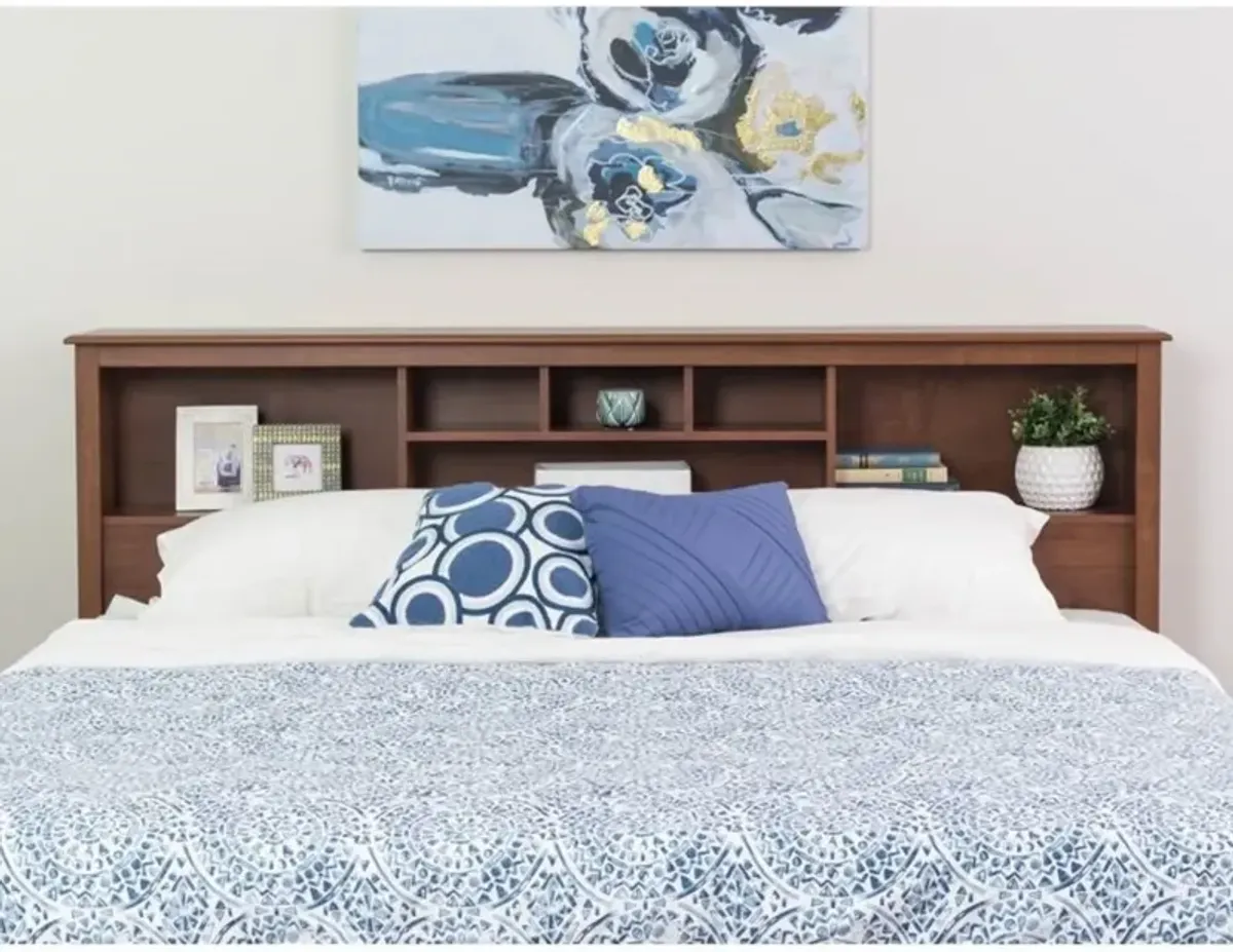 Hivvago King-size Storage Headboard in Cherry Wood Finish