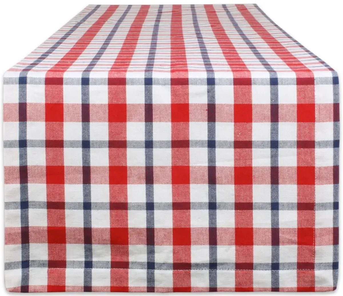 14" x 108" Red and White Plaid Table Runner