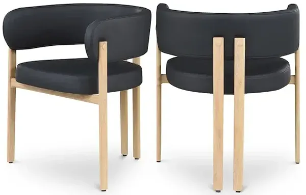 Meridian Furniture Gideon Black Vegan Leather Dining Chair, Set of 2