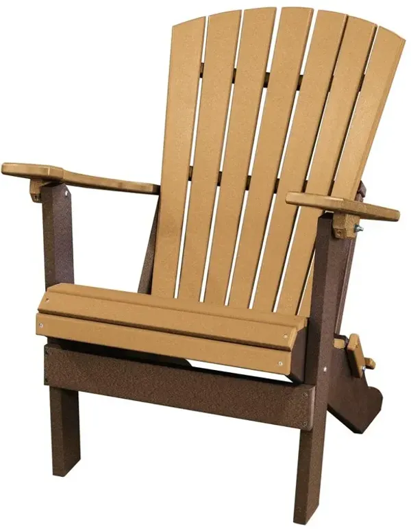 American Furniture Classics Fan Back Folding Adirondack Chair Made in the USA- Cedar, Tudor Brown