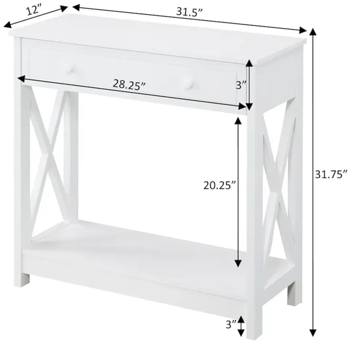 Convenience Concepts Oxford 1 Drawer Entryway Hall Table with Shelf