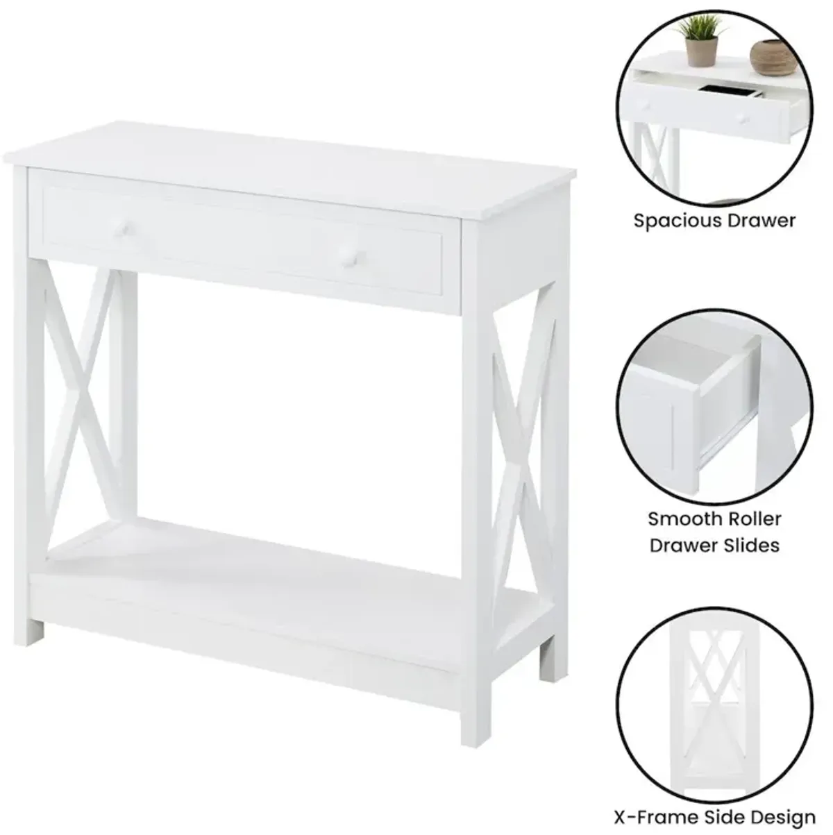 Convenience Concepts Oxford 1 Drawer Entryway Hall Table with Shelf