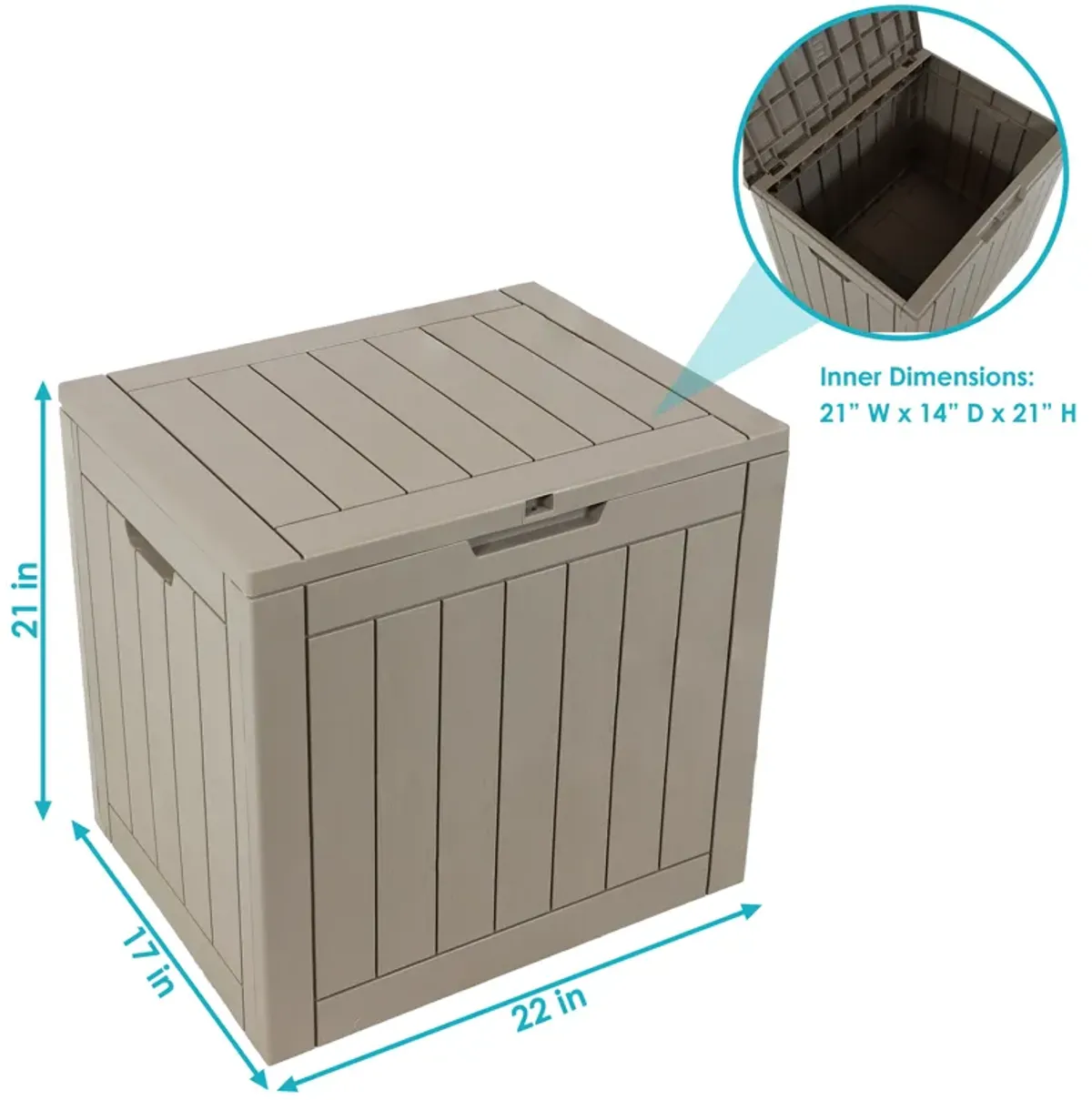 Sunnydaze 32 gal Faux Wood Plastic Outdoor Storage Box