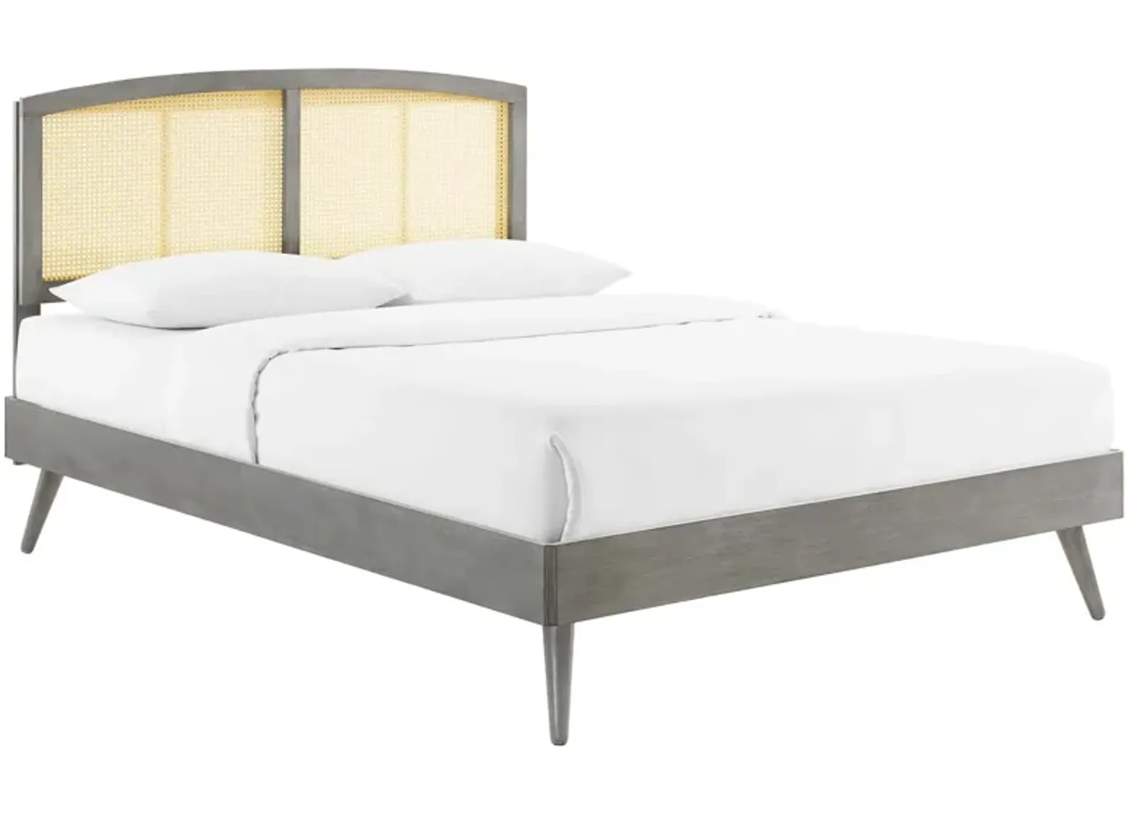 Modway - Sierra Cane and Wood Full Platform Bed with Splayed Legs