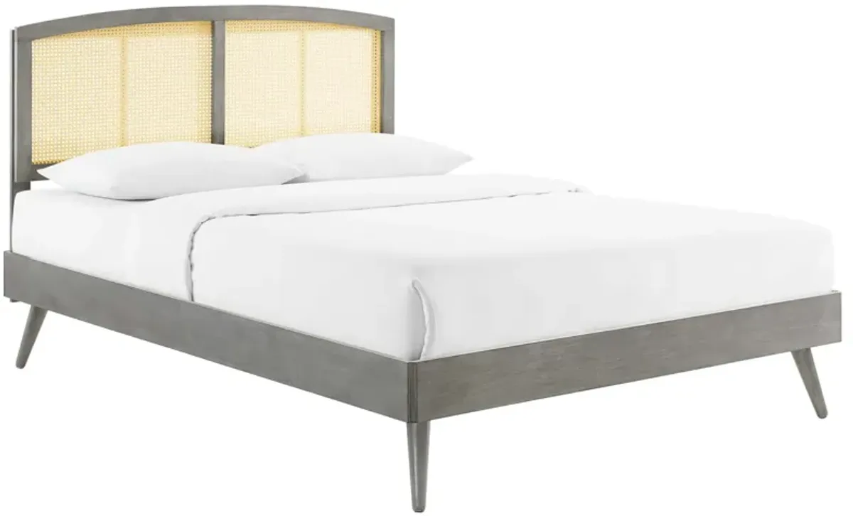 Modway - Sierra Cane and Wood Full Platform Bed with Splayed Legs