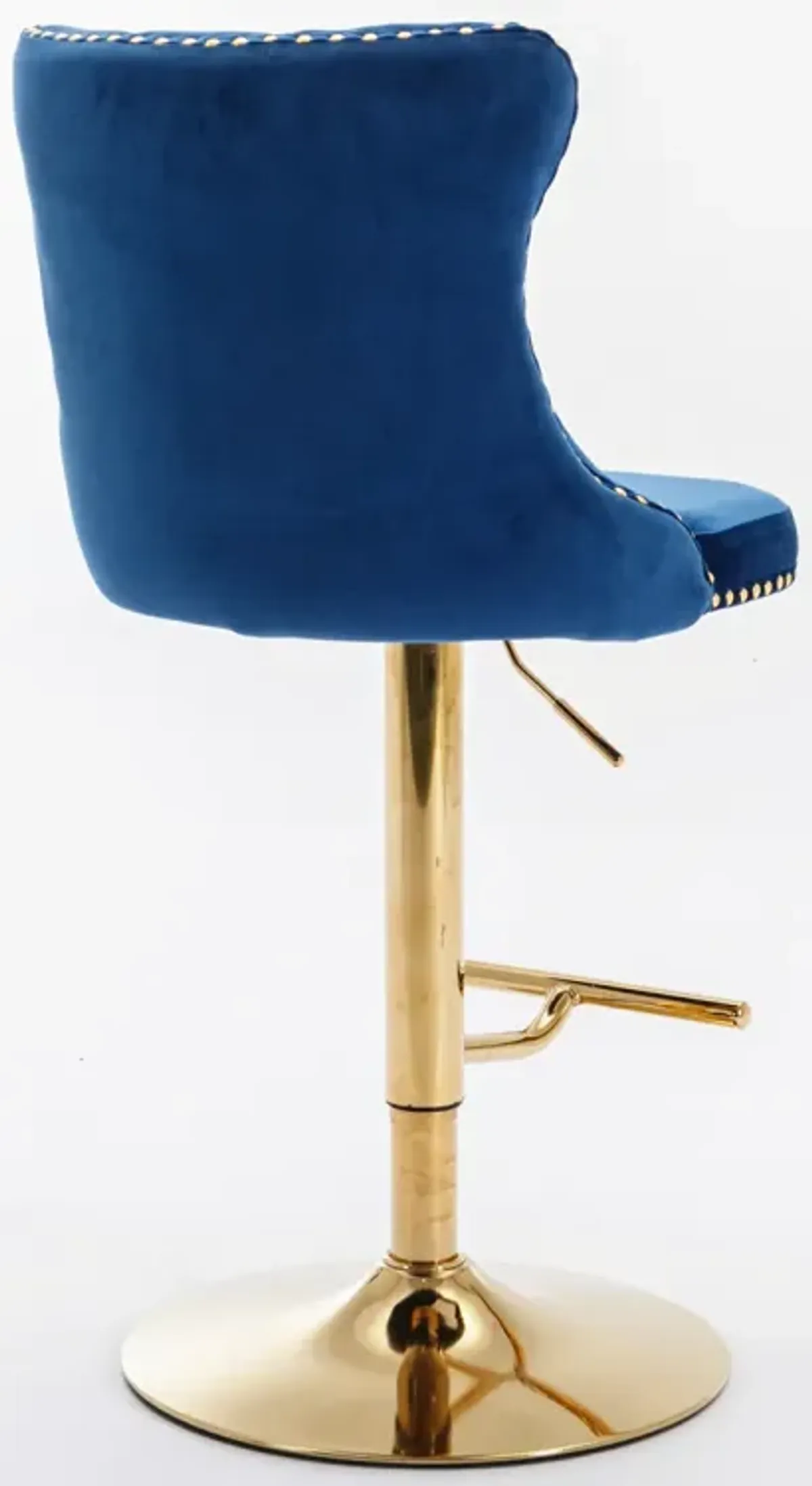 Modern Blue Velvet Bar Stools, Set of 2