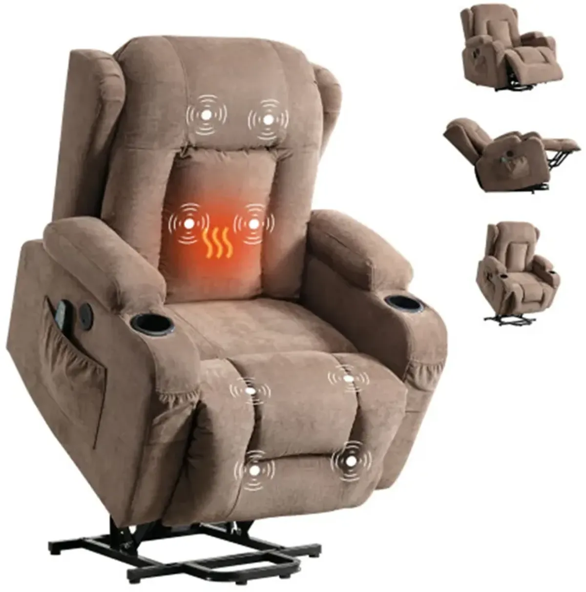 35.43 in. W Fabric Recliner with Remote Control, Tufted and Storage