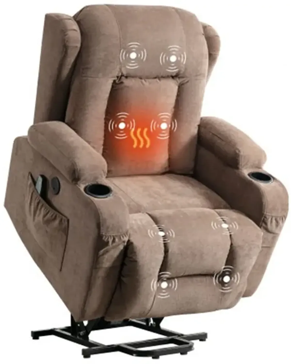 35.43 in. W Fabric Recliner with Remote Control, Tufted and Storage