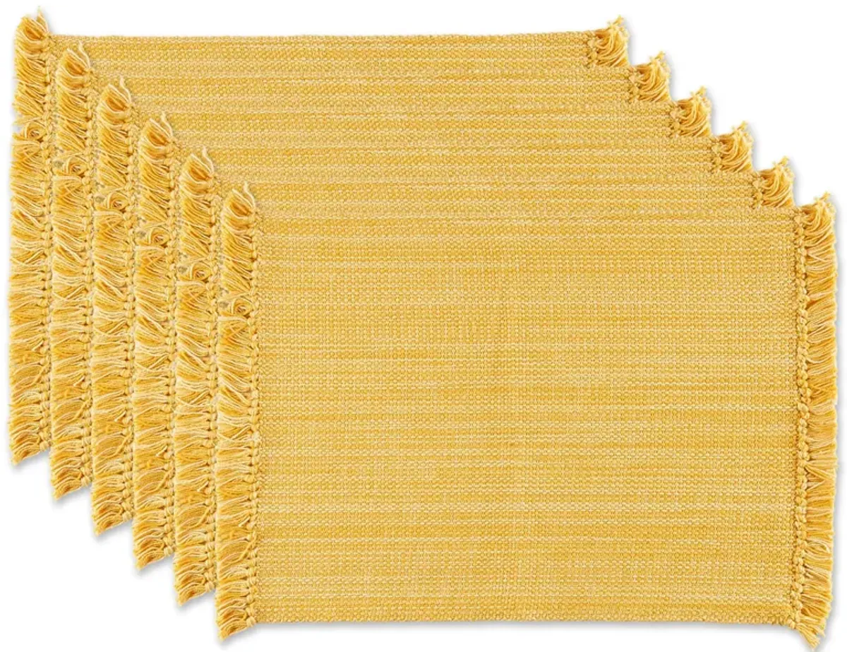 Set of 6 Variegated Apricot Yellow Fringe Placemat  19"