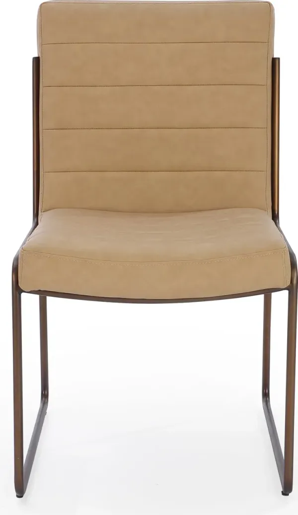 Madison Metal Frame Dining Chair in Honey Synthetic Leather - Set of 2
