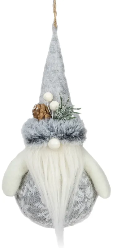 7.75" Gray Nordic Santa Claus Gnome Christmas Ornament