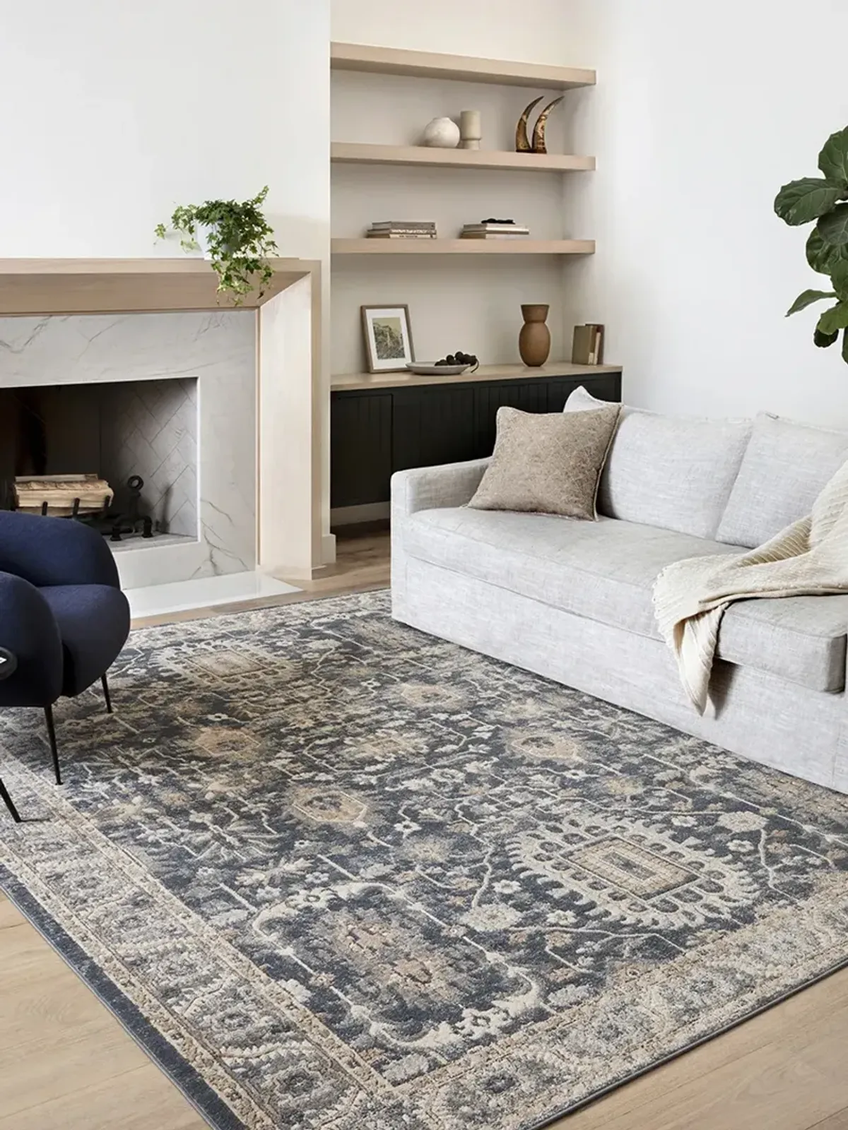 Teagan TEA03 Denim/Pebble 6'7" x 9'2" Rug