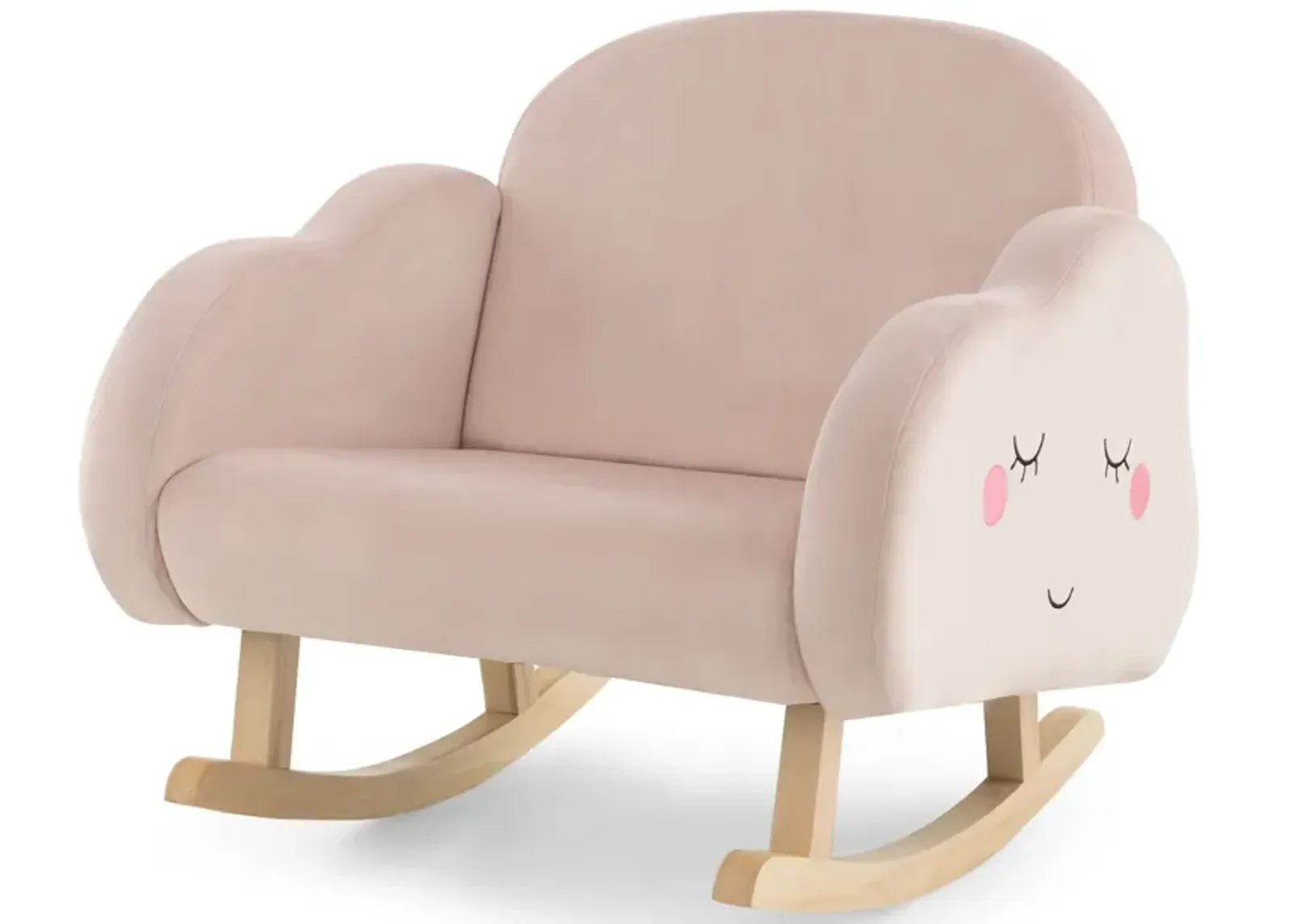 Upholstered Toddler Rocker with Solid Wood Legs and Non-slip Foot Pads-Pink