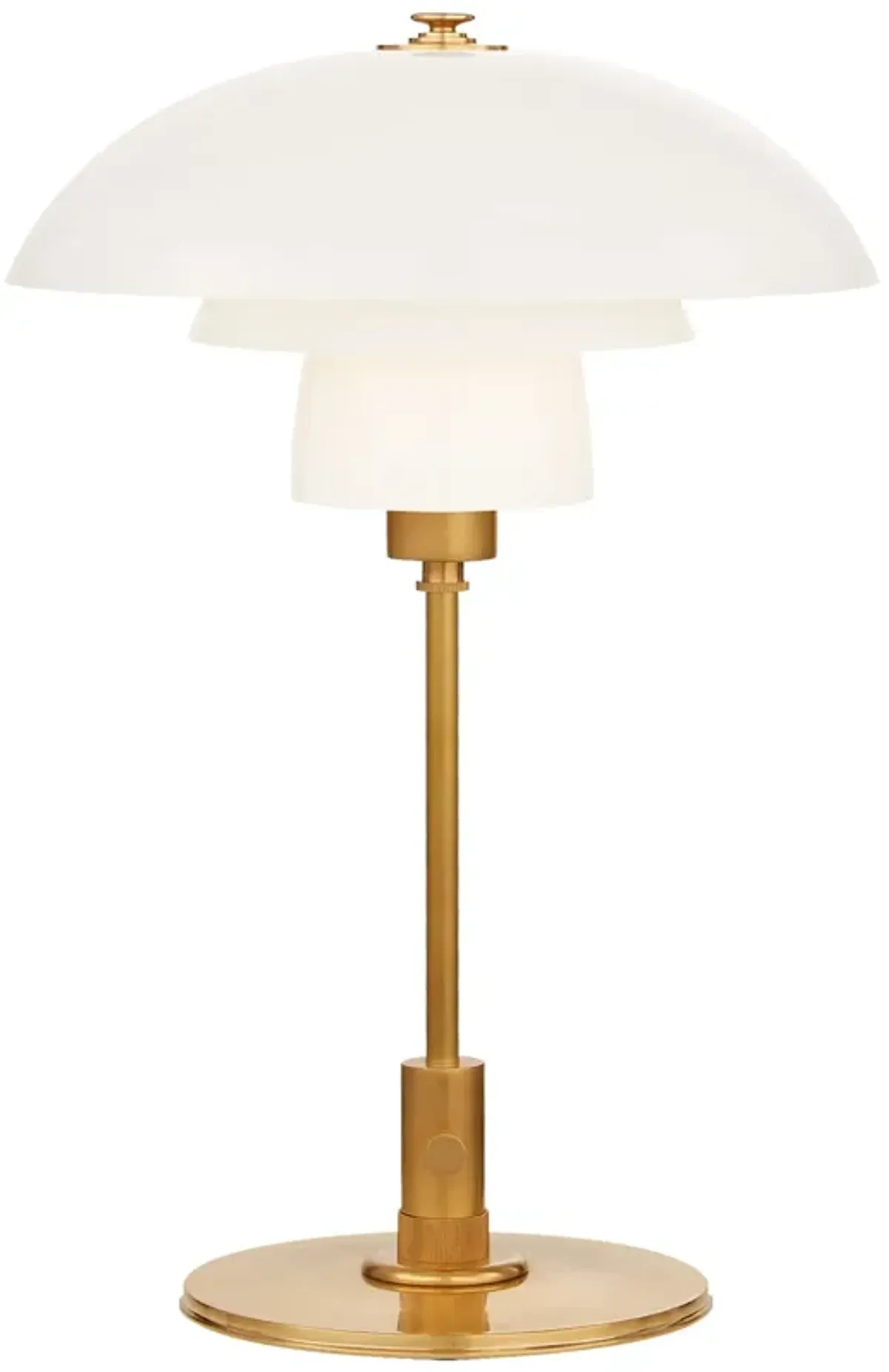 Whitman Desk Lamp in Hand-Rubbed Antique Brass with White Glass Shade