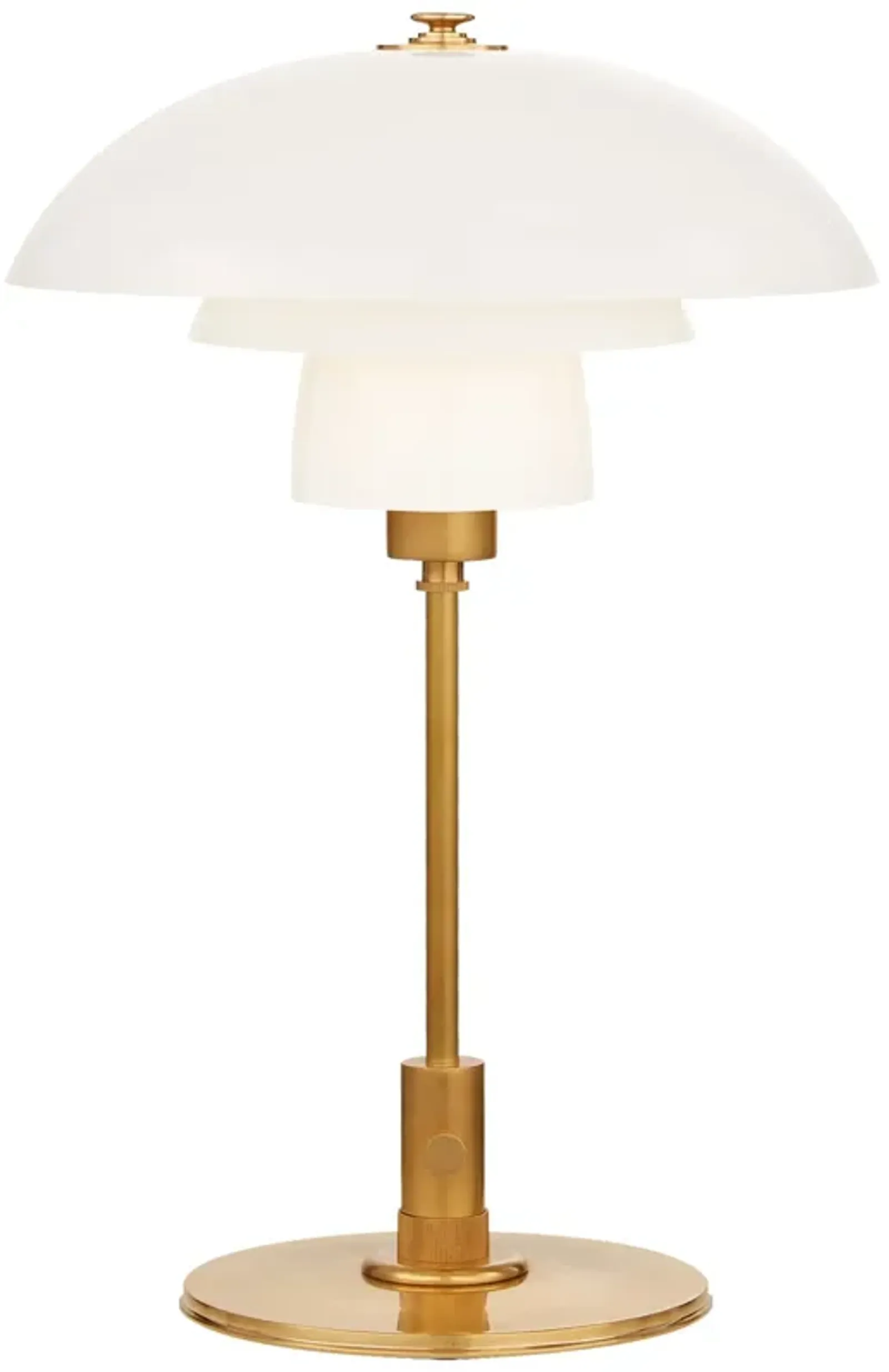 Whitman Desk Lamp in Hand-Rubbed Antique Brass with White Glass Shade