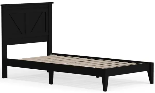 Glenwillow Home Farmhouse Wood Platform Bed in Twin - Black