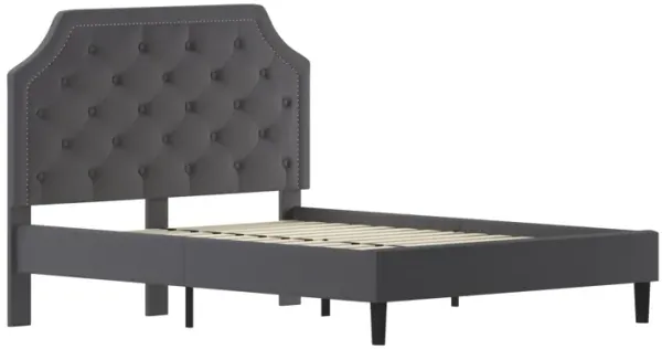 Flash Furniture Brighton Queen Size Tufted Upholstered Platform Bed in Dark Gray Fabric