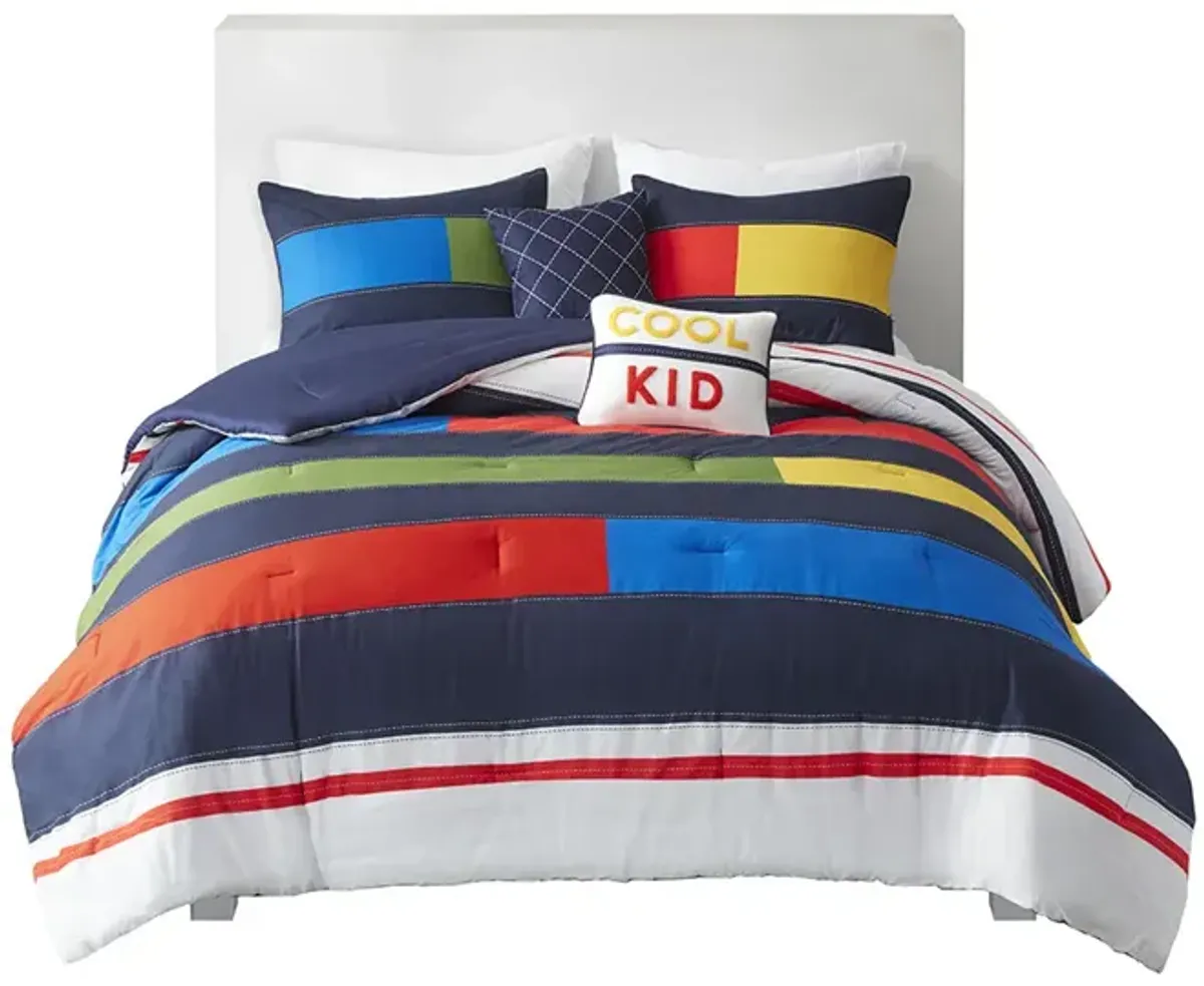 Gracie Mills Kaelith Stripe Printed Comforter Set.