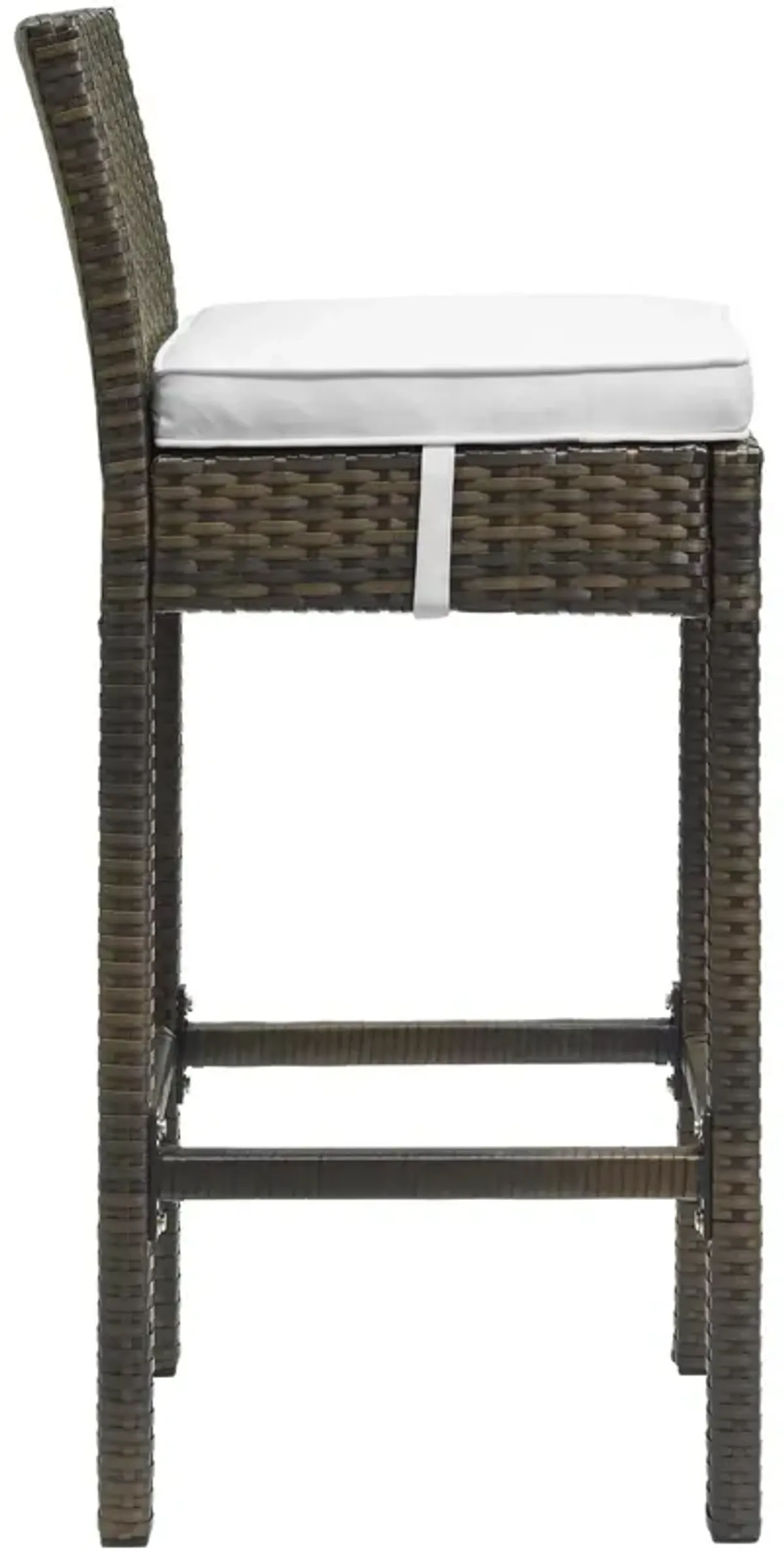 Conduit Outdoor Patio Wicker Rattan Bar Stool - Brown White