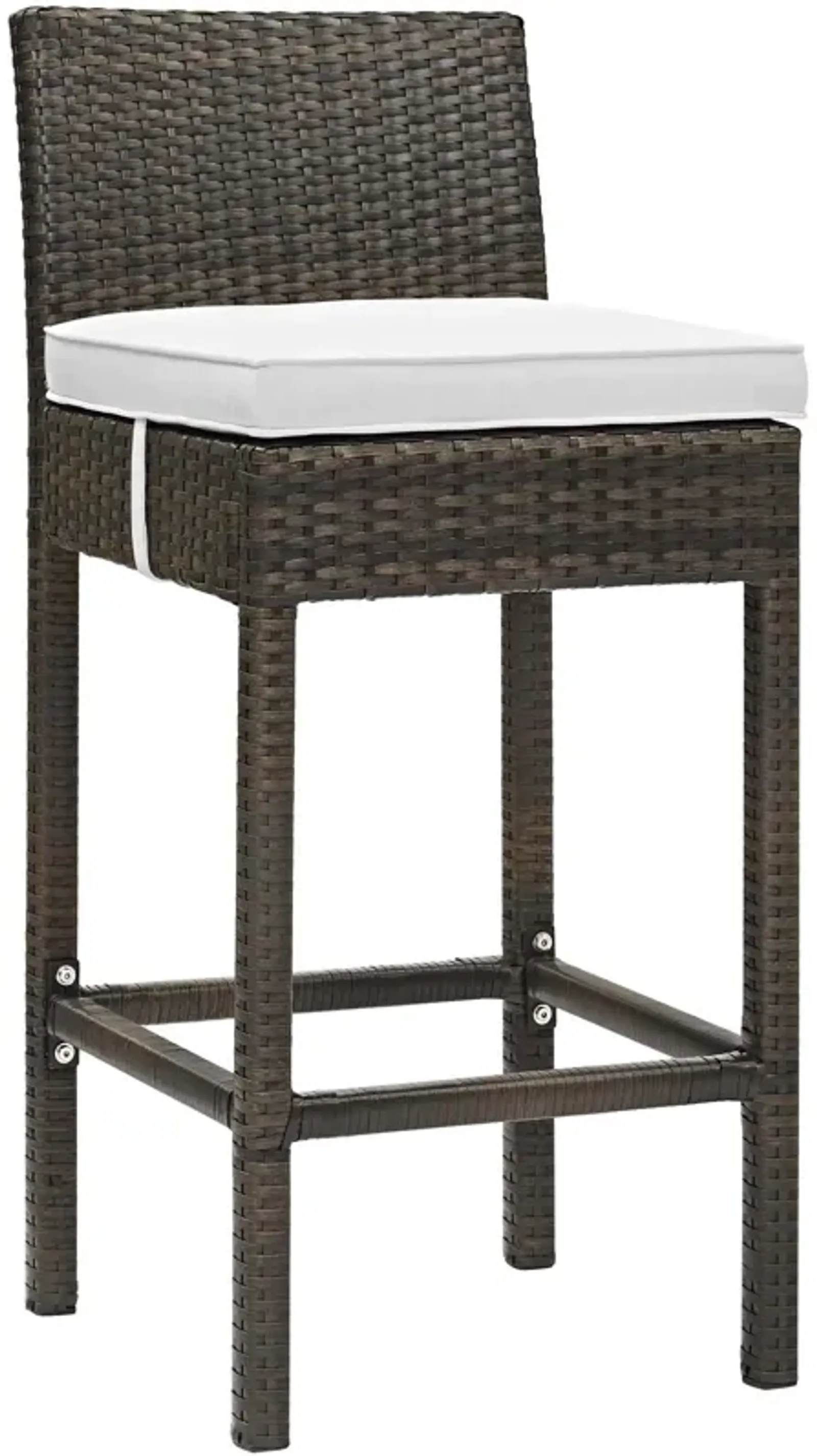 Conduit Outdoor Patio Wicker Rattan Bar Stool - Brown White