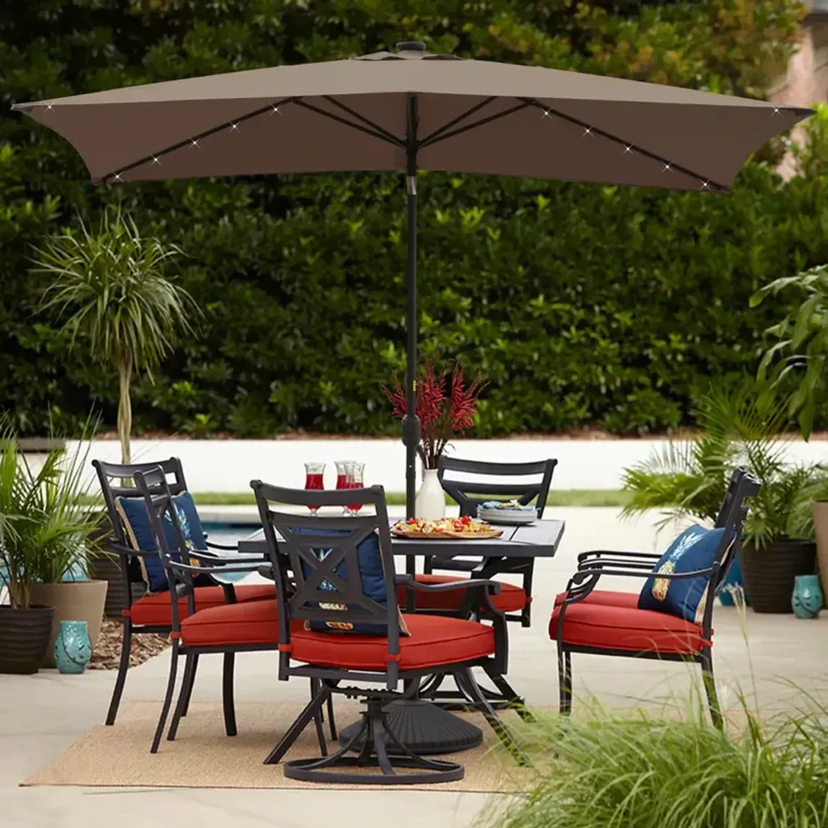 MONDAWE 10ft Rectangular Solar LED Market Patio Umbrella