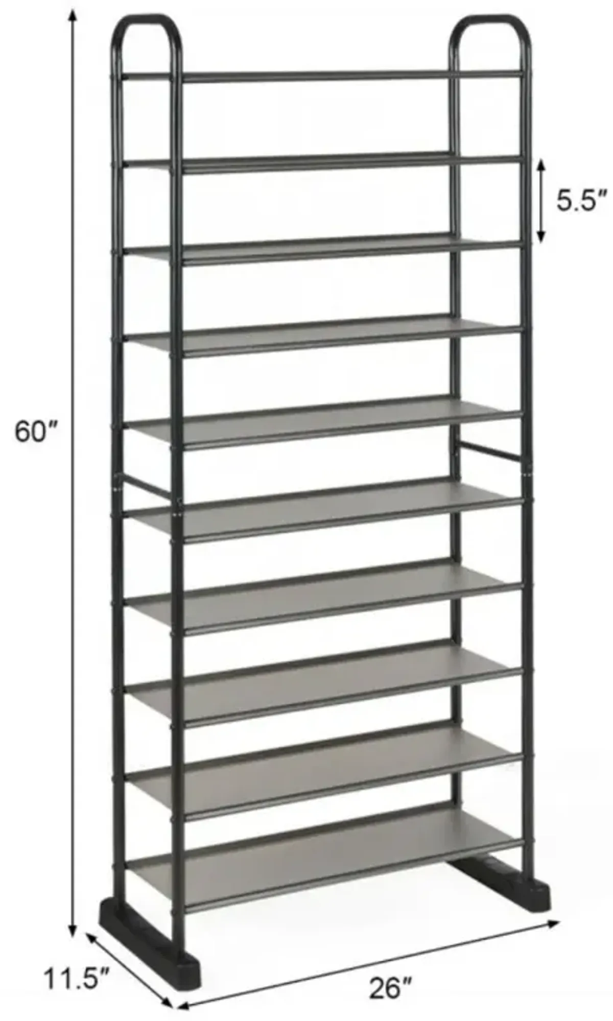 Hivvago 10-Tier Free-Standing Metal Frame Shoe Rack