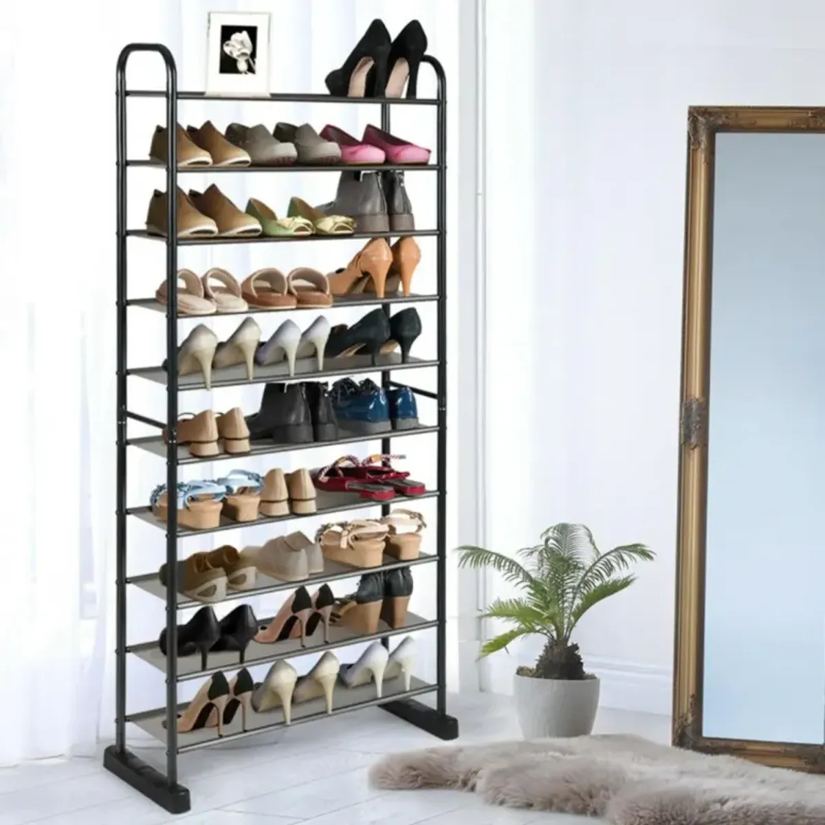 Hivvago 10-Tier Free-Standing Metal Frame Shoe Rack