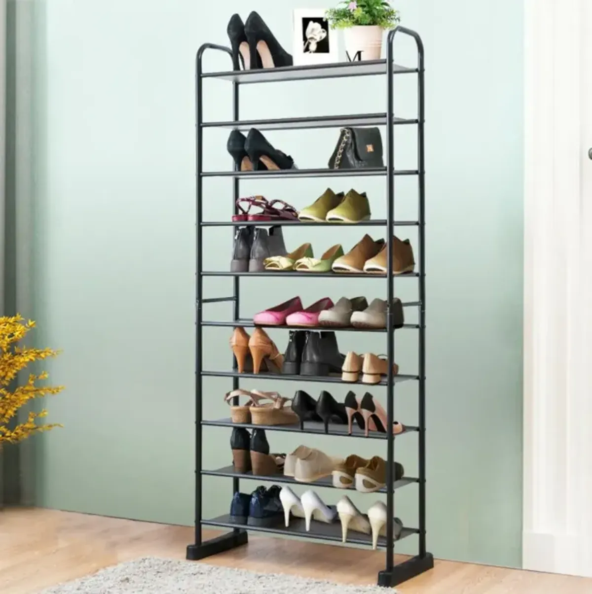 Hivvago 10-Tier Free-Standing Metal Frame Shoe Rack