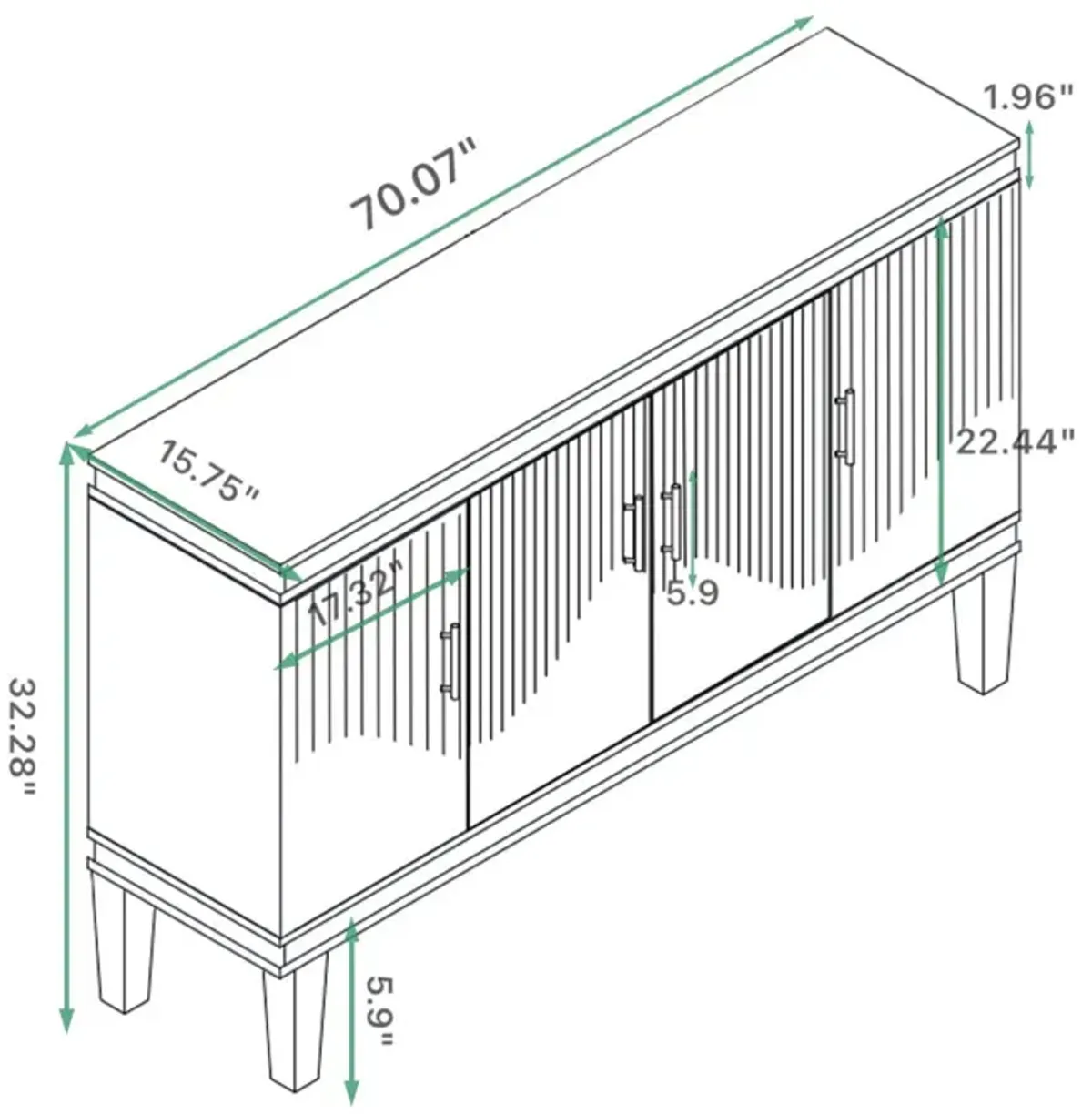 Merax Modern 4-Door Storage Cabinet