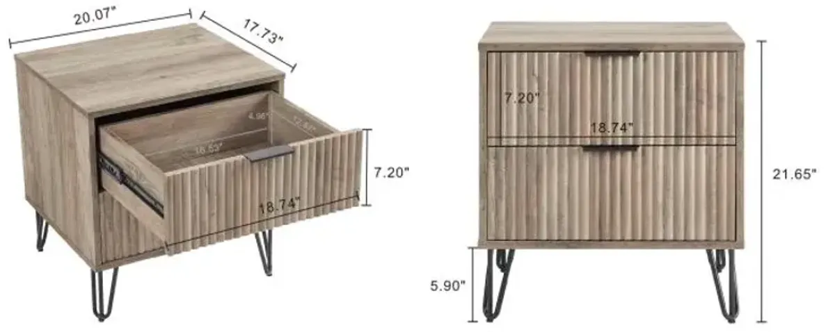 Dumbo 2-Drawer Nightstands in Gray (Set of 2)