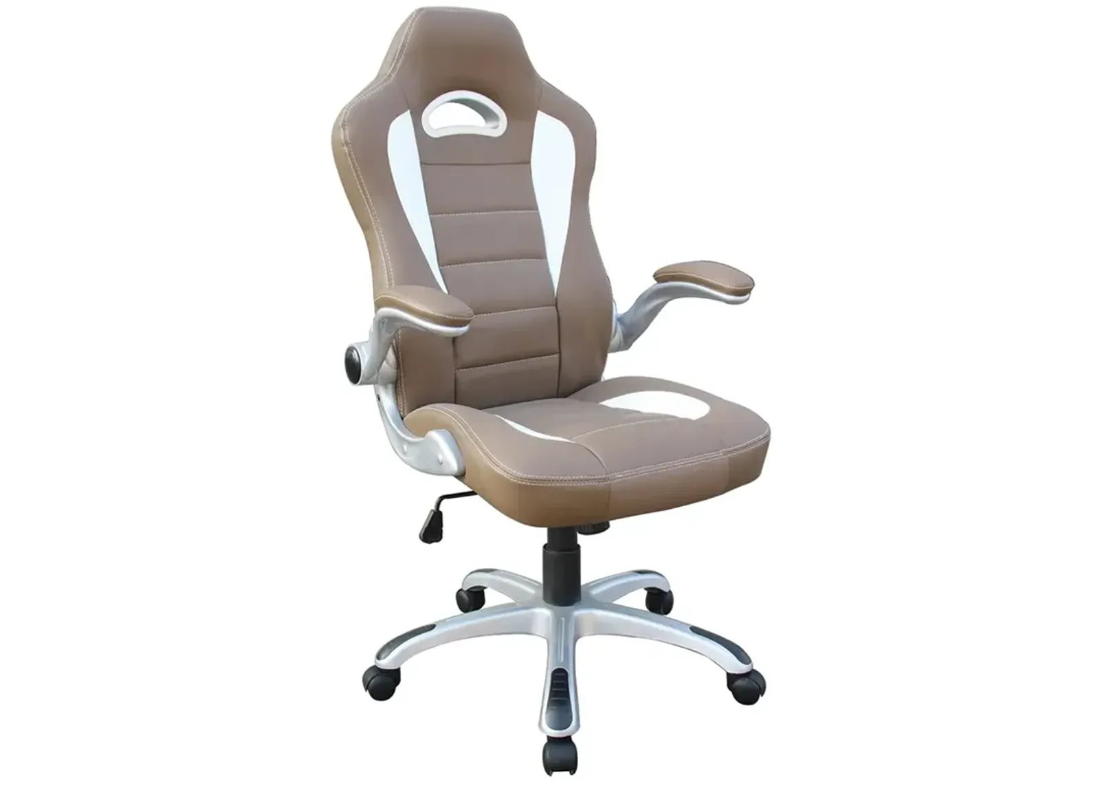 Techni Mobili High Back Executive Sport Race Office Chair with Flip-Up Arms. Color: Camel